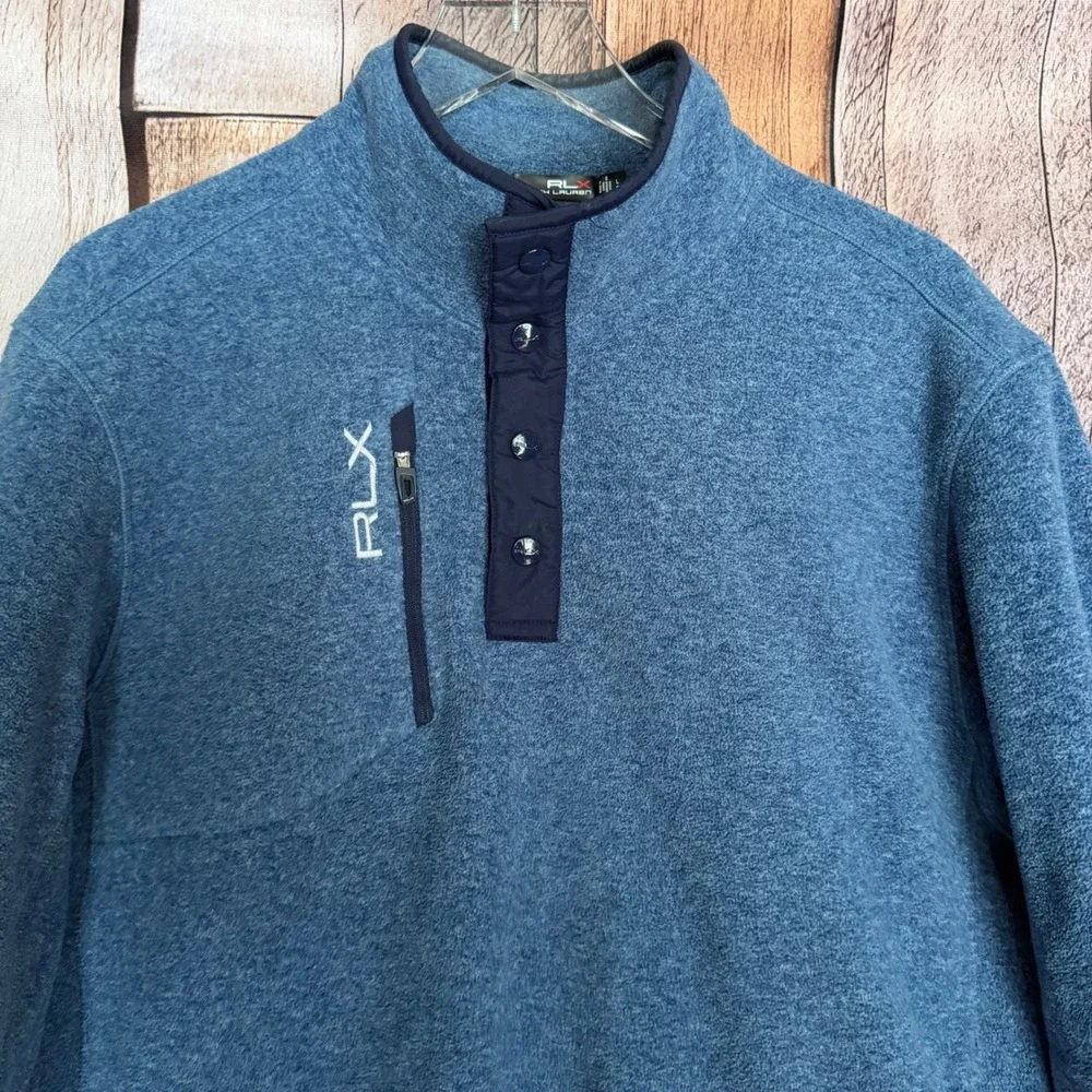 RLX Ralph Lauren 1/4 Snap Fleece Pullover Blue Golf Layer Performance Size Large